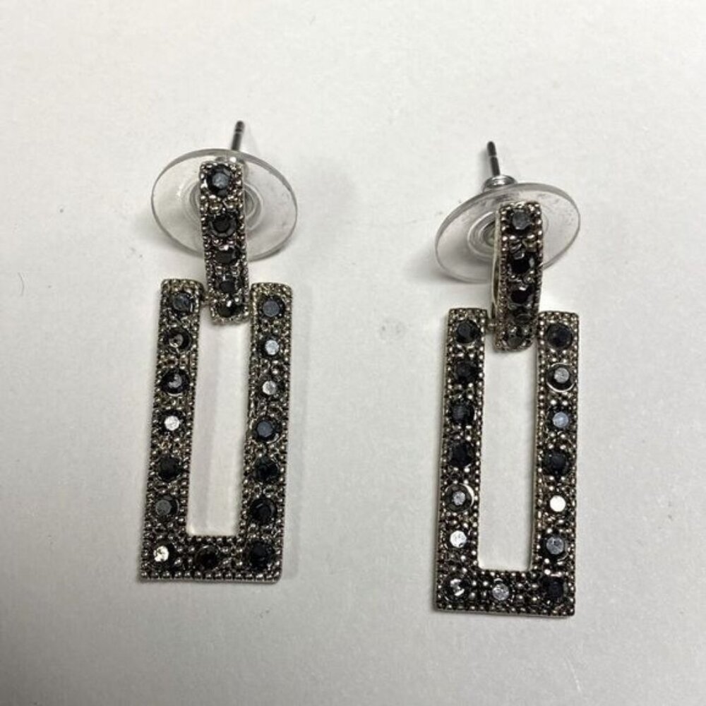 Vintage Marcasite Rectangle Drop Earrings